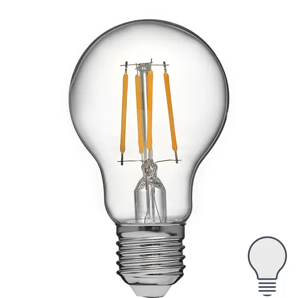 Лампа светодиодная Volpe LEDF E27 220-240 В 5 Вт груша прозрачная 470 лм нейтральный белый свет ваза трубка 147 h 50 см d 14 5 см толщина стекла 3 мм прозрачная 7 5 л