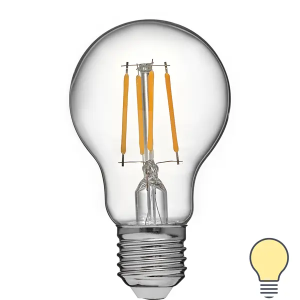 Лампа светодиодная Volpe LEDF E27 220-240 В 6 Вт груша прозрачная 600 лм теплый белый свет