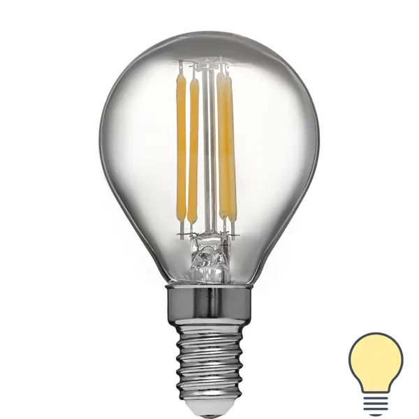 Лампа светодиодная Volpe LEDF E14 220-240 В 6 Вт шар малый прозрачная 600 лм теплый белый свет конструктор малый