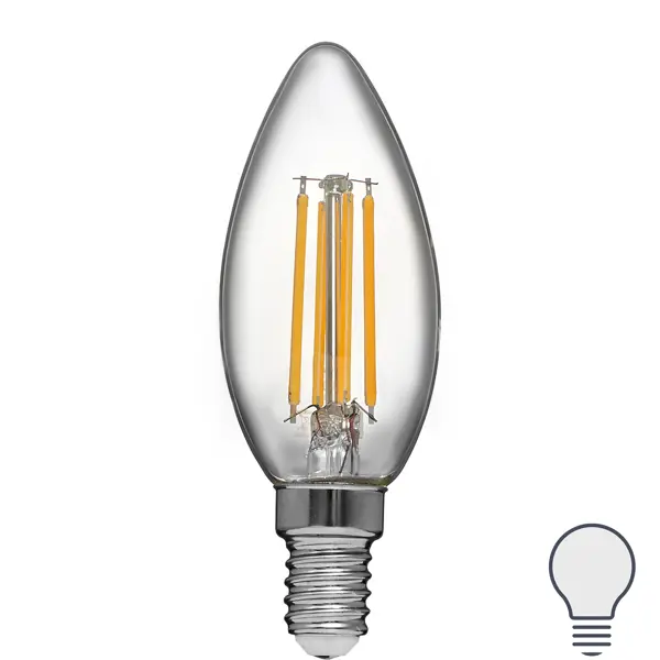 Лампа светодиодная Volpe LEDF E14 220-240 В 6 Вт свеча прозрачная 600 лм нейтральный белый свет светодиодная свеча ёлка зелёная 10 × 18 5 × 10 см воск батарейка cr2032 свечение тёплое белое