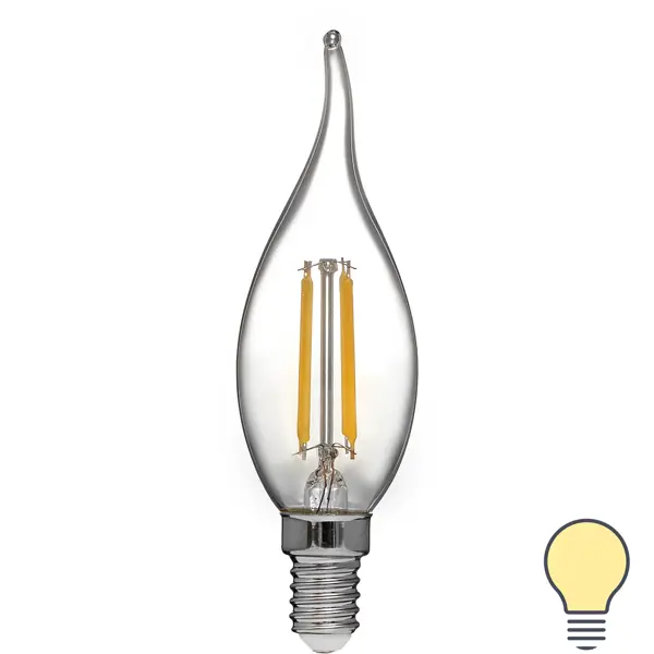 Лампа светодиодная Volpe LEDF E14 220-240 В 6 Вт свеча на ветру прозрачная 600 лм теплый белый свет