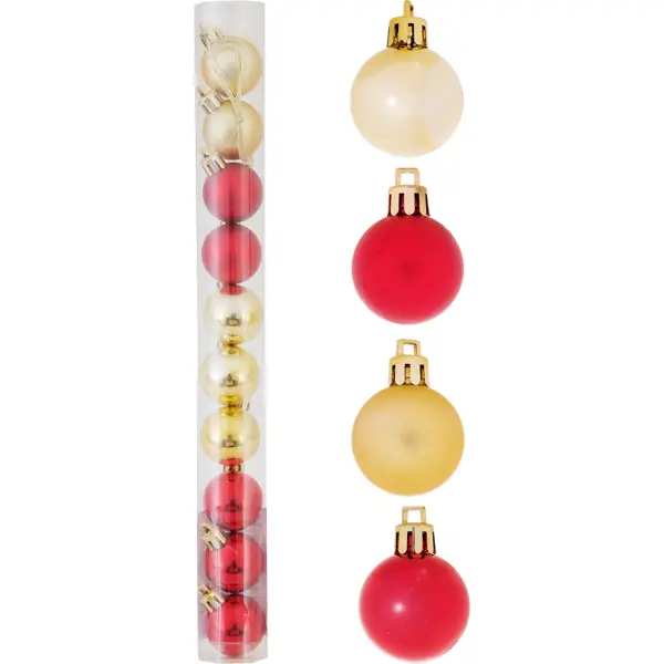 Набор ёлочных шаров 3 см цвет красный/золотой, 36 шт.