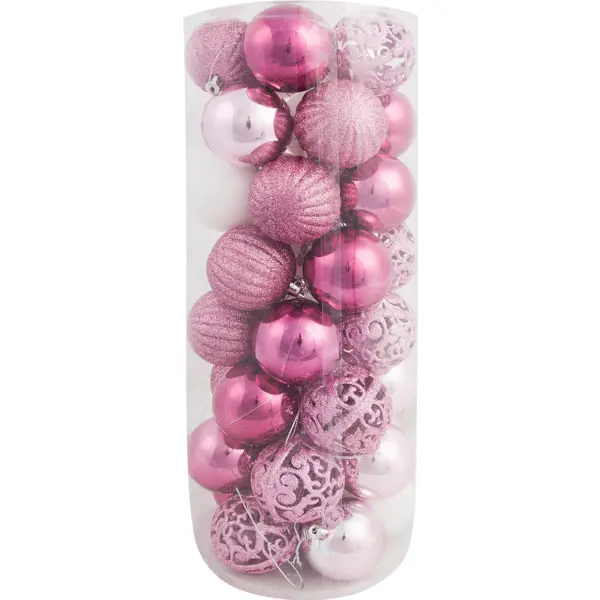 Набор ёлочных шаров 6 см цвет розовый/серебристый, 40 шт. набор елочных украшений 24 шт микс 6 см syqa 012261