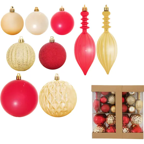 Набор ёлочных украшений 6-17 см цвет красный/золотой, 58 шт. набор новогодних шаров christmas ø5 6 см золотой 25 шт