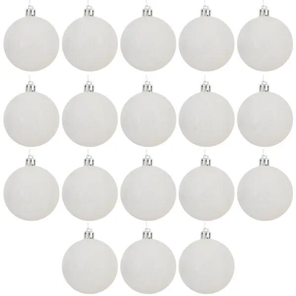Набор елочных шаров ø6 см пластик белый 18 шт.