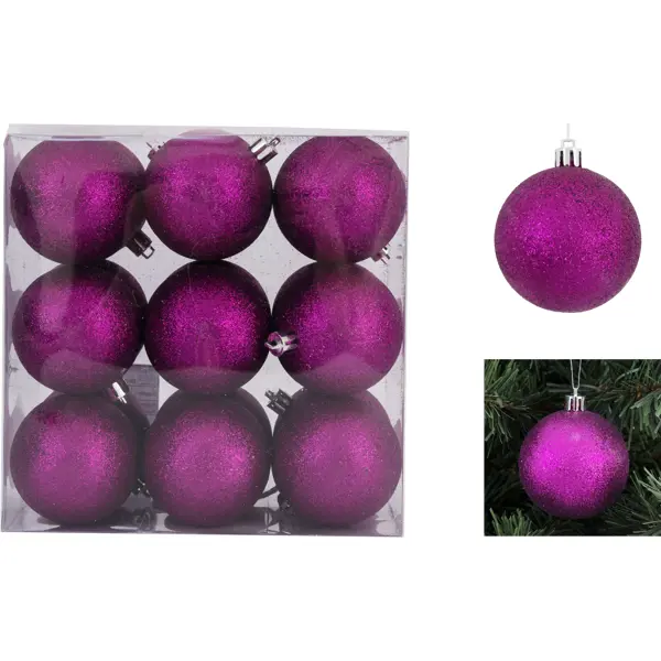 Набор елочных шаров ø6 см пластик фиолетовый 18 шт. набор кухонных принадлежностей для выпечки 3 предмета силикон фиолетовый y4 3042