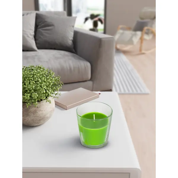фото Свеча ароматизированная в стакане «зелёное яблоко» без бренда