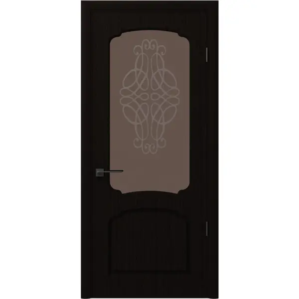 Дверь межкомнатная хелли остекленная шпон цвет венге 90x200 см наличник хелли 2150x70x12 мм шпон натуральный дуб тонированный