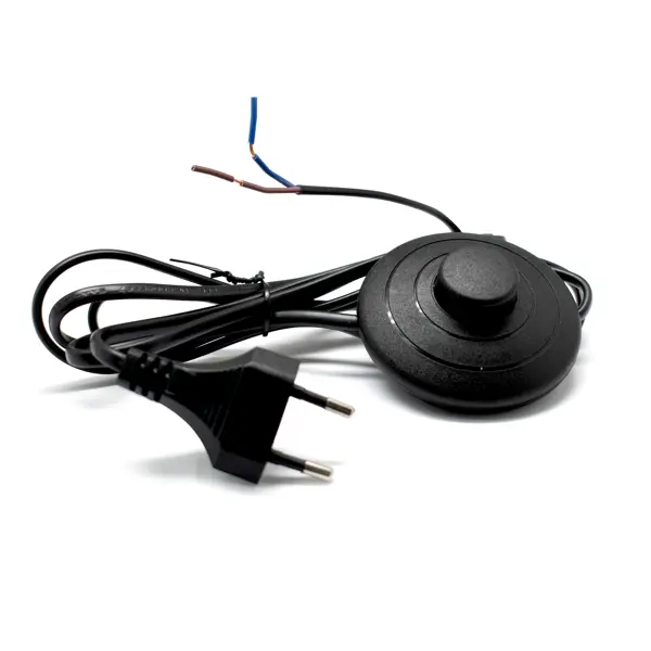Шнур для электроприборов Oxion с ножным выключателем 1.8 м цвет черный провод oxion кспв 2x0 2 мм 10 м гост белый