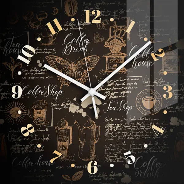 Часы настенные Artabosko Люмьер 13 квадратные стекло цвет черный бесшумные 30x30 см интерьерные часы наклейка