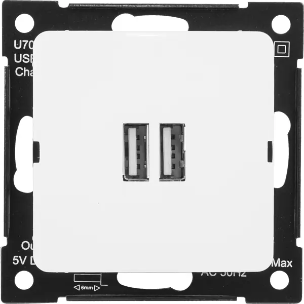 Розетка Hegel USB встраиваемая 3.4 А цвет белый розетка компьютерная встраиваемая hegel рск 400 цвет белый