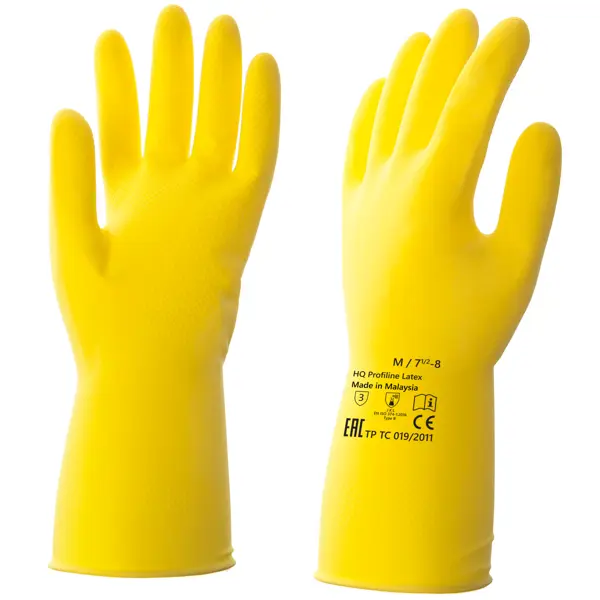Перчатки латексные Profiline HQ размер 8/M, с хлопковым напылением латексные многоразовые перчатки hq profiline