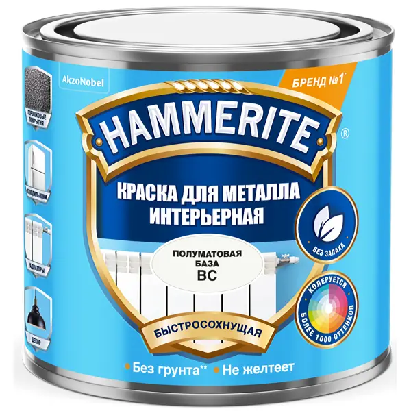 фото Краска для колеровки для металла hammerite полуматовая прозрачная база bc 0.5 л без бренда