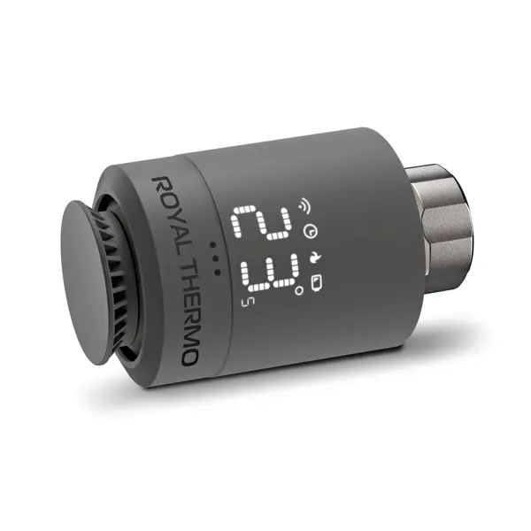 фото Термостатическая головка электронная royal thermo smart heat для радиаторного клапана m30x1.5 цвет серый