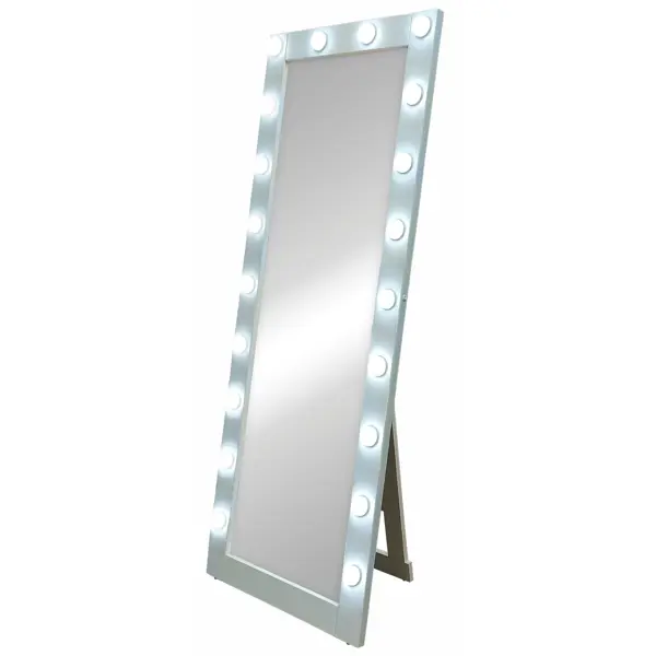 фото Гримерное зеркало напольное с подсветкой континент 20 ламп цвет белый 60х175 см