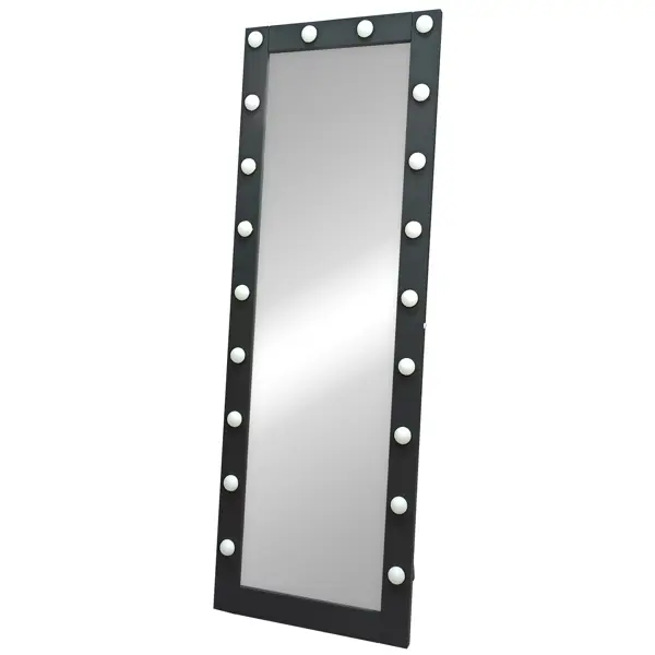 фото Гримерное зеркало напольное с подсветкой континент 20 ламп цвет черный 60х175 см