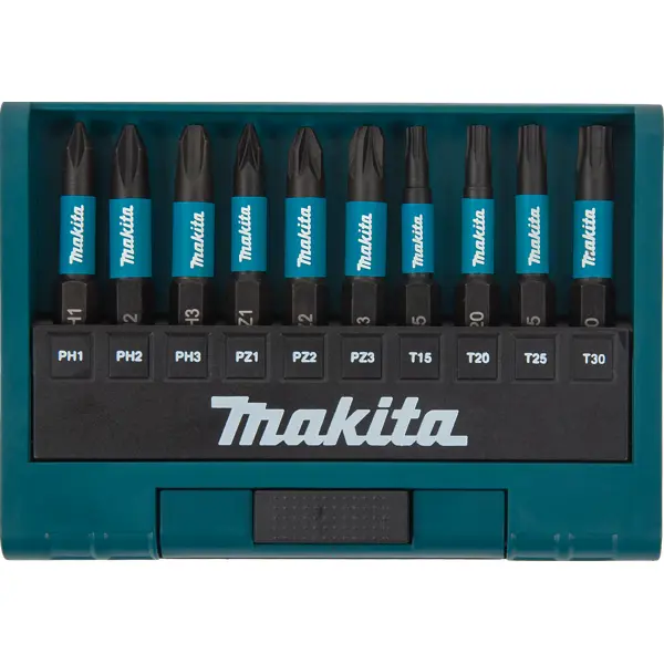 набор бит impact black 10 шт makita e 12011 длина 50 мм Набор бит магнитных Makita E-12011, 10 шт.