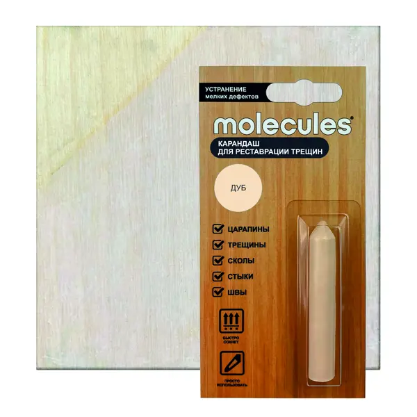 Карандаш для реставрации трещин Molecules цвет дуб 5.5 г карандаш для мебели molecules итальянский орех 5 7 г