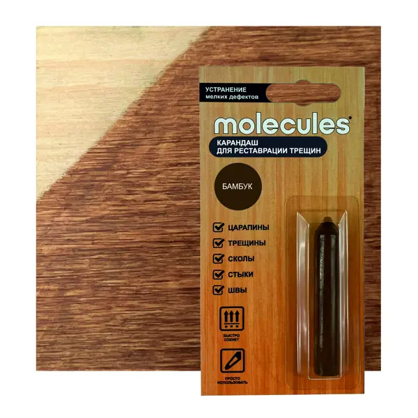 Карандаш для реставрации трещин Molecules цвет бамбук 5.5 г карандаш для мебели molecules итальянский орех 5 7 г