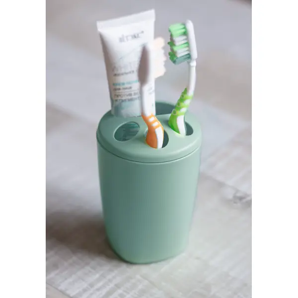фото Подставка для зубных щеток berossi aqua lm пластик цвет зеленая миля
