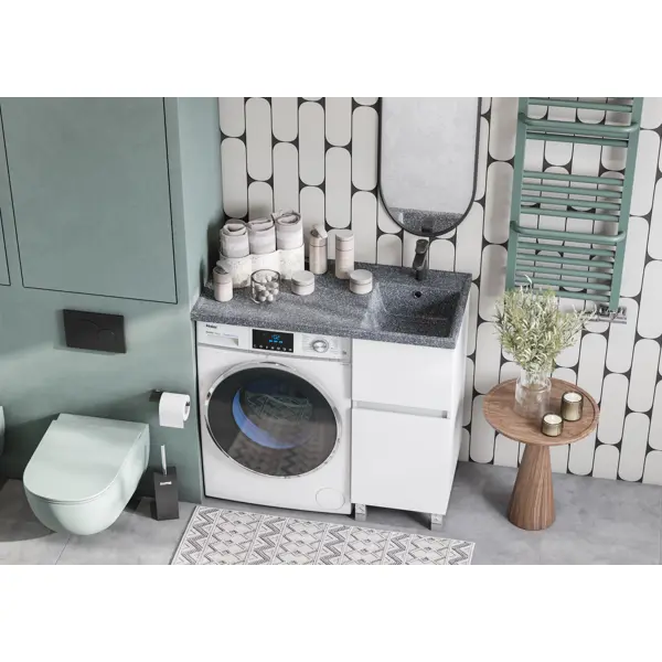 фото Тумба под стиральную машину напольная sensea лайн 40 см цвет белый