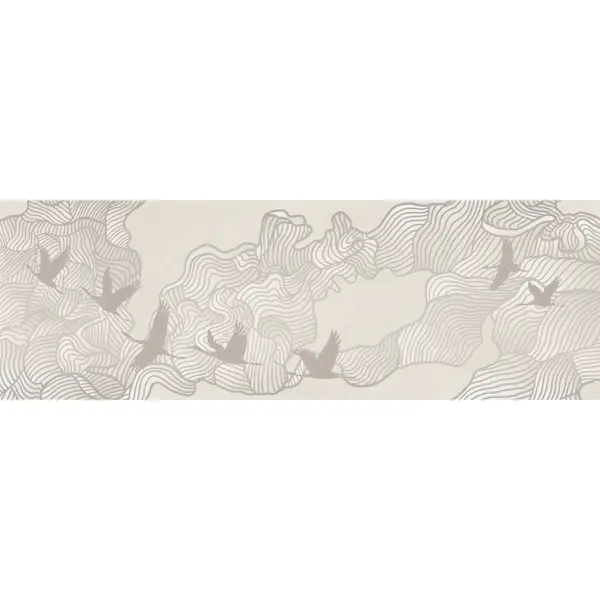 Декор настенный LB Ceramics Юген 20x60 см матовый цвет бежевый журавли