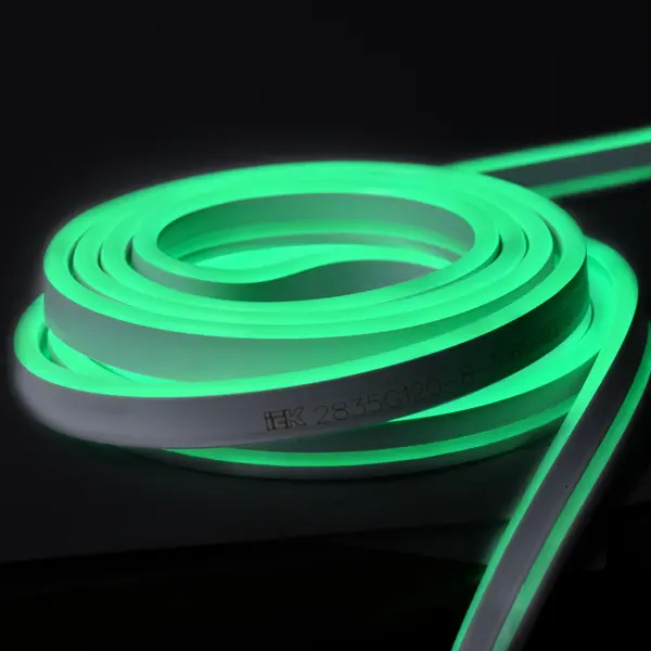 фото Комплект светодиодной ленты iek неон 2835g120 120 диод 8 вт/м 220 в 50 мм ip65 5 м зеленый свет