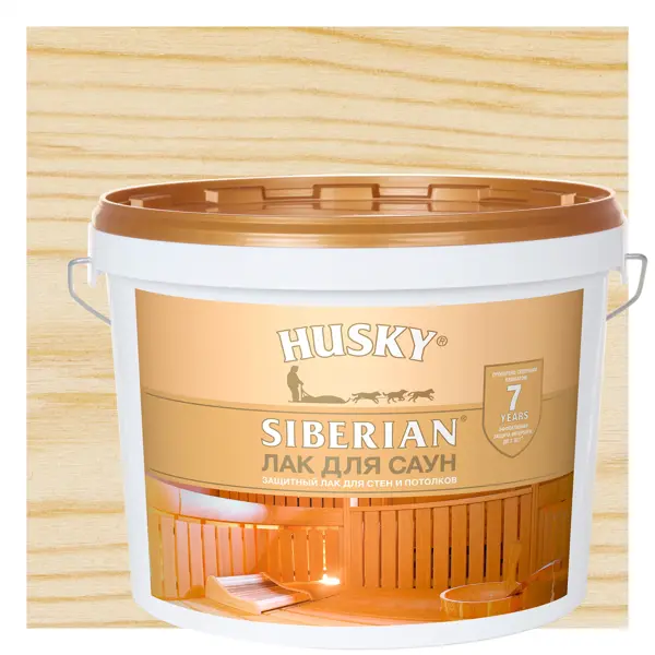 Лак для саун акриловый Husky Siberian цвет прозрачный 9 л масло для саун husky siberian прозрачный 0 9 л