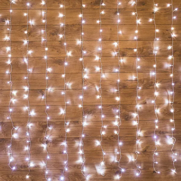 фото Электрогирлянда комнатная neon-night занавес 3х2м 240 ламп холодный белый свет 8 режимов работы