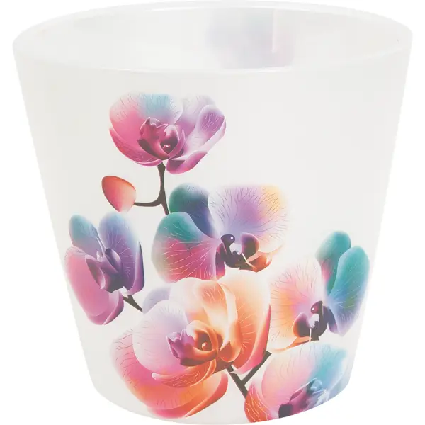 Горшок цветочный для орхидей ø16 h14.5 см v1.6 л пластик прозрачный с декором 2 слойный прозрачный цветочный горшок самополивающийся контейнер для растений с резервуаром для воды