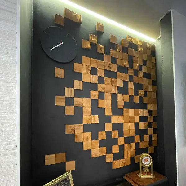 фото 3d мозаика деревянная arabesco цвет тик 80x80 мм 72 шт. 0.5 м²