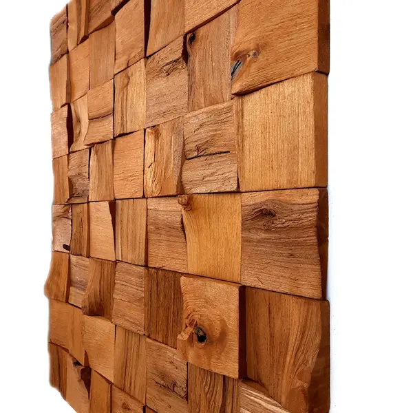 фото 3d мозаика деревянная arabesco цвет тик 80x80 мм 72 шт. 0.5 м²