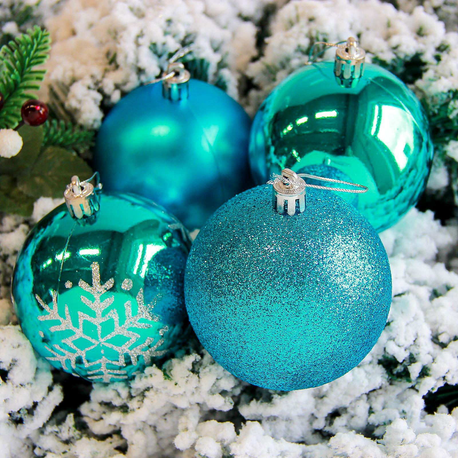 Синие шары на елку. Набор елочных шаров зимнее волшебство ассорти, d 6 см, 8 шт, голубой. Бирюзовые шары на елку. Бирюзовые елочные игрушки. Синие новогодние шары.