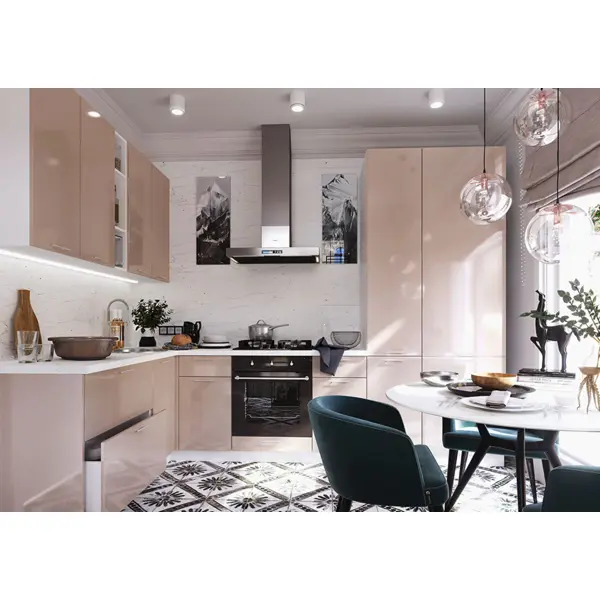 Кухонная мебель цвета капучино