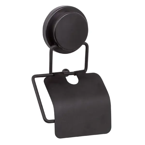 Держатель для туалетной бумаги Fixsen Magic Black с крышкой цвет черный