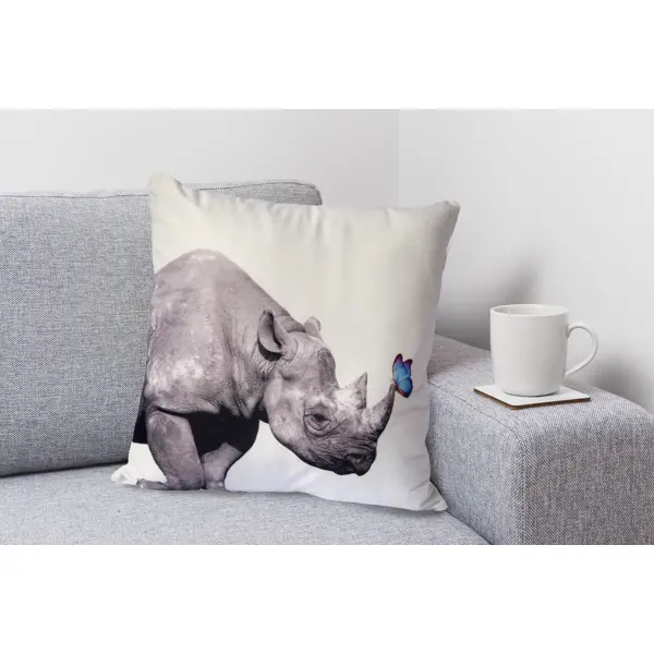 фото Подушка декоративная носорог 40x40 см цвет черно-белый seasons