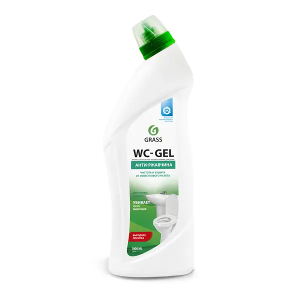 Средство для чистки сантехники Grass WC-gel 1 л чистящее средство для сантехники grass wc gel гель 750 мл