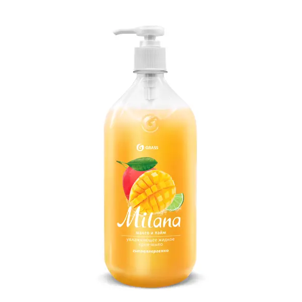 Жидкое крем-мыло Grass Milana «Манго и лайм» 1 л крем мыло duru 1 1 манго и персик 80 г