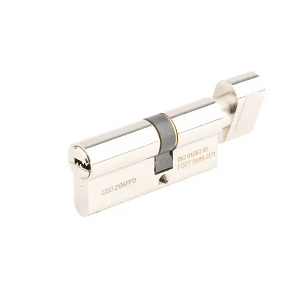 Цилиндр Apecs Pro, 40х30 мм, ключ/вертушка, цвет никель комплект для фиксации дверных ручек apecs