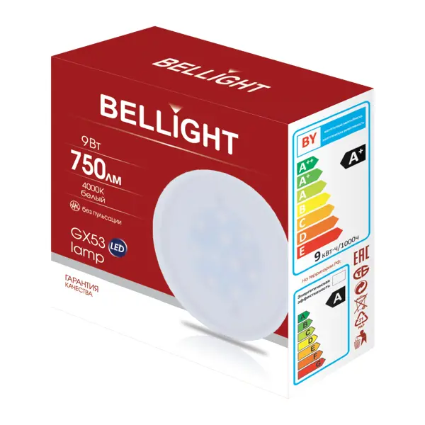 фото Лампа светодиодная bellight gx53 220-240 в 9 вт диск 750 лм нейтральный белый свет