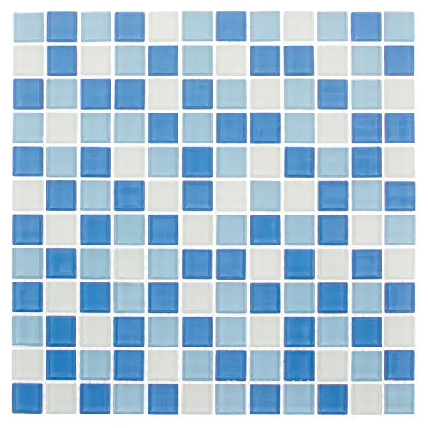 фото Мозаика artens shaker 30х30 см стекло цвет бело-голубой