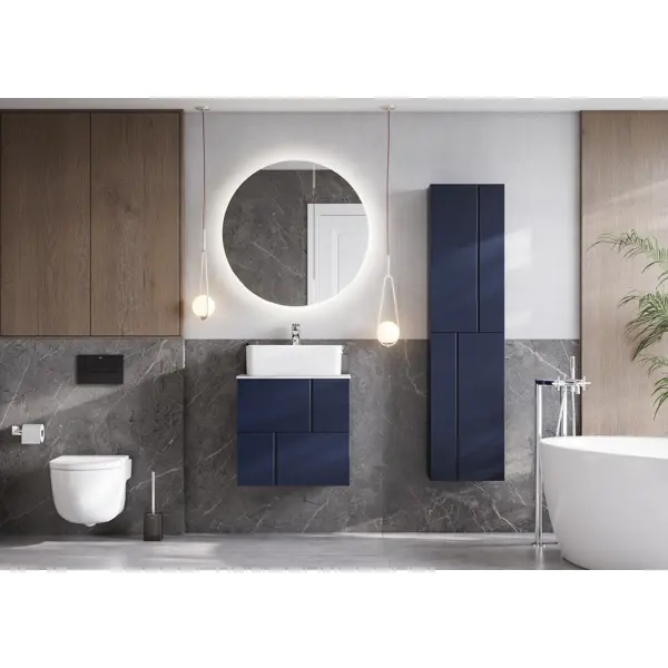 фото Столешница для ванной pilar 60 керамогранит камень цвет серый без бренда