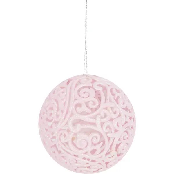 Новогоднее украшение Шар ажурный 10x10 см цвет розовый