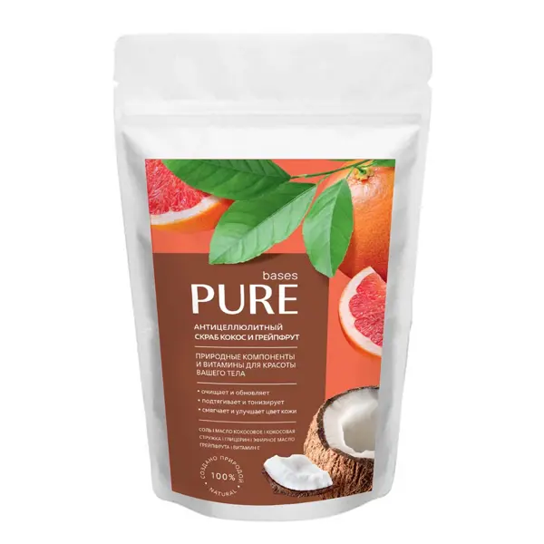 Скраб антицеллюлитный Pure Bases кокос и грейпфрут 250 мл скраб для тела сахарный банные штучки грейпфрут 250 мл