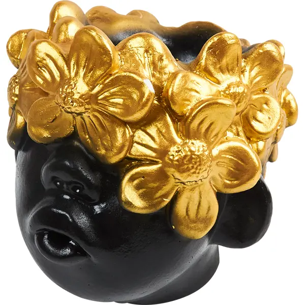 Ваза для цветов Майя гипс черно-золотой часы настенные круги фигурный металл черно золотой бесшумные 51x28 см