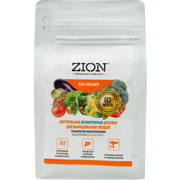 Субстрат Zion ионный для овощей 600г субстрат zion ионный для комнатных растений 30г