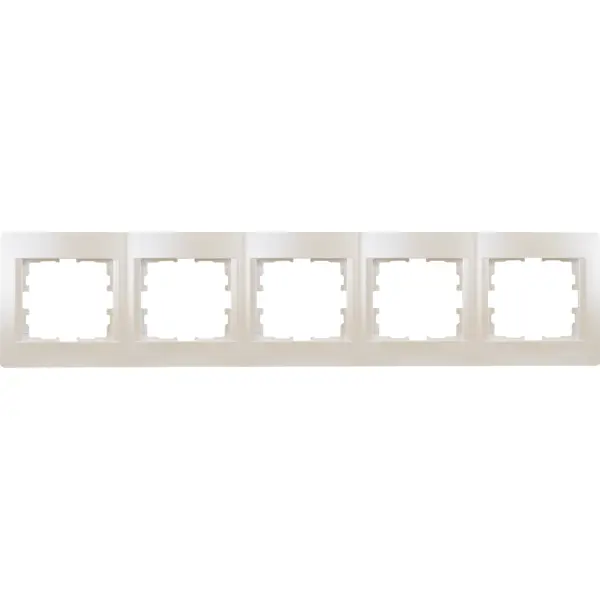 Рамка для розеток и выключателей Lezard Karina 5 постов горизонтальная цвет жемчужный белый перламутровый