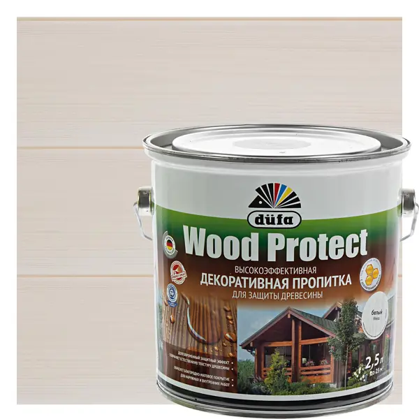 Антисептик Wood Protect цвет белый 2.5 л антисептик wood protect орех 10 л