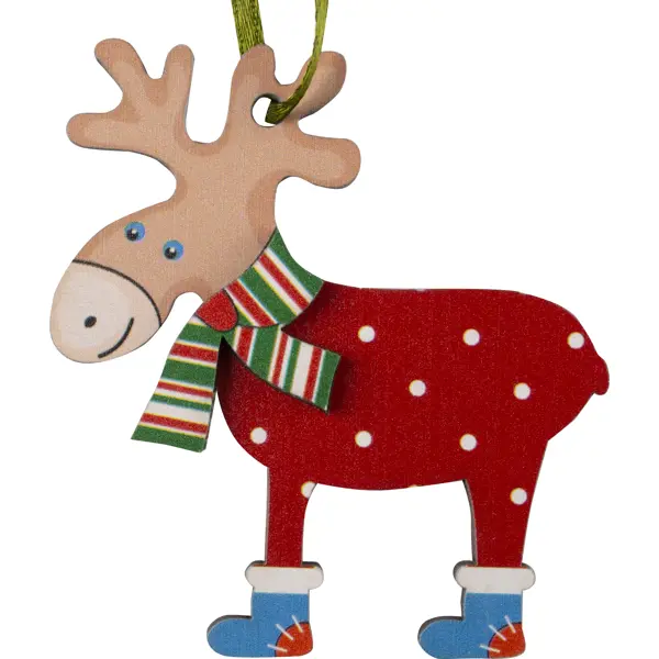 фото Украшение новогоднее «олень в пижаме», 8 см, фанера без бренда
