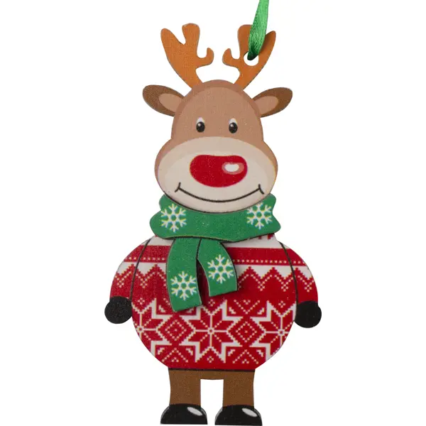 фото Украшение новогоднее «олень в свитере», 10 см, фанера без бренда